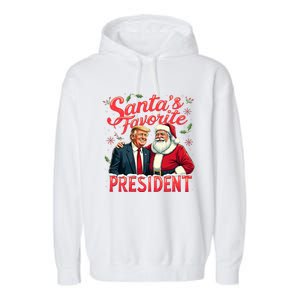 SantaS Favorite President Christmas Funny Trump Xmas Pajama Garment-Dyed Fleece Hoodie