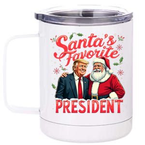 SantaS Favorite President Christmas Funny Trump Xmas Pajama 12 oz Stainless Steel Tumbler Cup