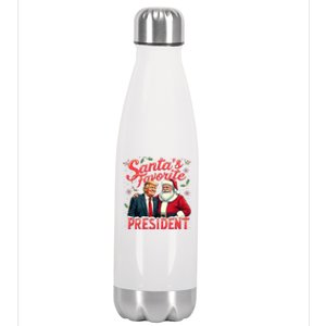 SantaS Favorite President Christmas Funny Trump Xmas Pajama Stainless Steel Insulated Water Bottle