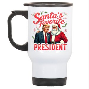 SantaS Favorite President Christmas Funny Trump Xmas Pajama Stainless Steel Travel Mug