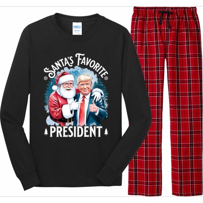 Santas Favorite President Donald Pro Trump 2024 Christmas Great Gift Long Sleeve Pajama Set