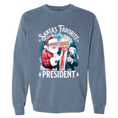 Santas Favorite President Donald Pro Trump 2024 Christmas Great Gift Garment-Dyed Sweatshirt