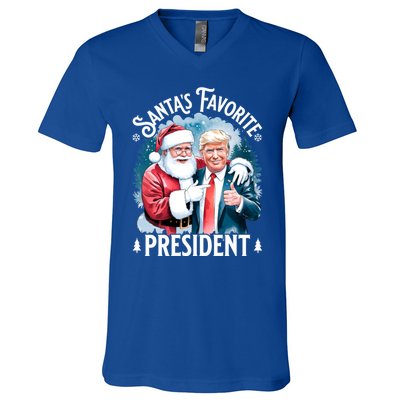 Santas Favorite President Donald Pro Trump 2024 Christmas Great Gift V-Neck T-Shirt