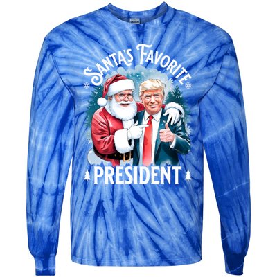 Santas Favorite President Donald Pro Trump 2024 Christmas Great Gift Tie-Dye Long Sleeve Shirt