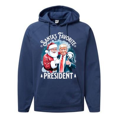 Santas Favorite President Donald Pro Trump 2024 Christmas Great Gift Performance Fleece Hoodie