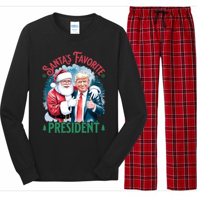 Santas Favorite President Donald Pro Trump 2024 Christmas Gift Long Sleeve Pajama Set