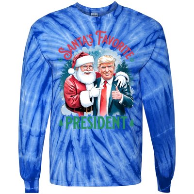 Santas Favorite President Donald Pro Trump 2024 Christmas Gift Tie-Dye Long Sleeve Shirt