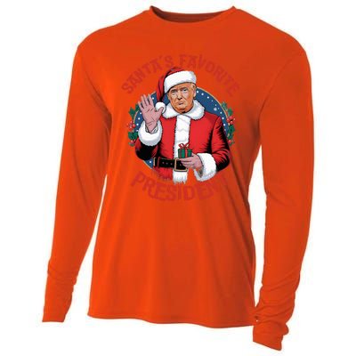 SantaS Favorite President Trump Christmas Pajama Cooling Performance Long Sleeve Crew