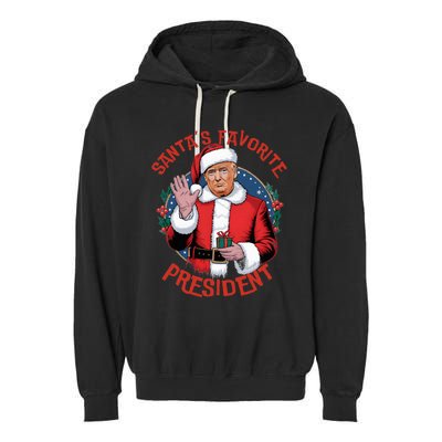 SantaS Favorite President Trump Christmas Pajama Garment-Dyed Fleece Hoodie