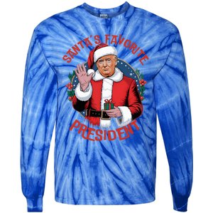 SantaS Favorite President Trump Christmas Pajama Tie-Dye Long Sleeve Shirt