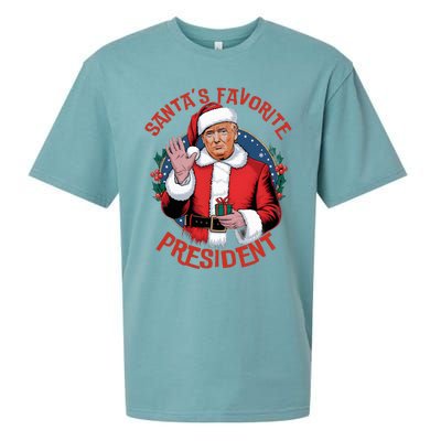 SantaS Favorite President Trump Christmas Pajama Sueded Cloud Jersey T-Shirt