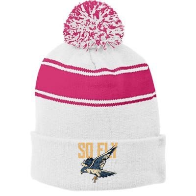 So Fly Peregrine Falcon Birding Ornithologists Stripe Pom Pom Beanie