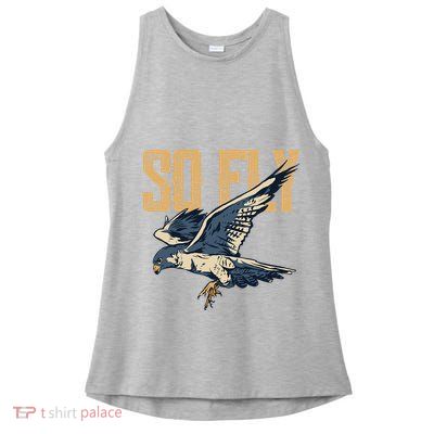 So Fly Peregrine Falcon Birding Ornithologists Ladies PosiCharge Tri-Blend Wicking Tank