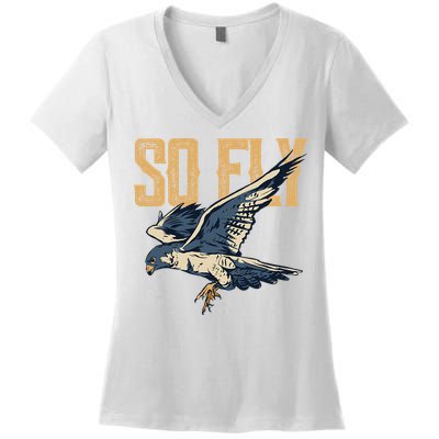 So Fly Peregrine Falcon Birding Ornithologists Women's V-Neck T-Shirt