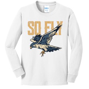 So Fly Peregrine Falcon Birding Ornithologists Kids Long Sleeve Shirt