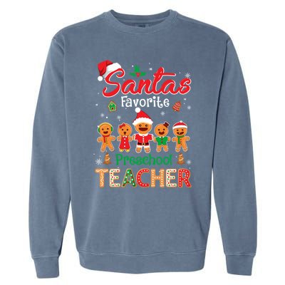 Santa's Favorite Preschool Teacher Cookie Xmas Hat Christmas Meaningful Gift Garment-Dyed Sweatshirt