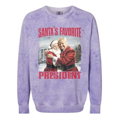 SantaS Favorite President Christmas Funny Trump Xmas Pajama Colorblast Crewneck Sweatshirt