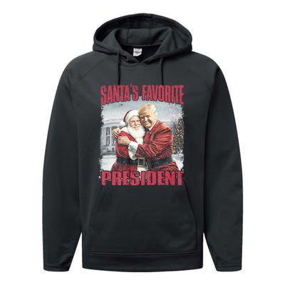 SantaS Favorite President Christmas Funny Trump Xmas Pajama Performance Fleece Hoodie