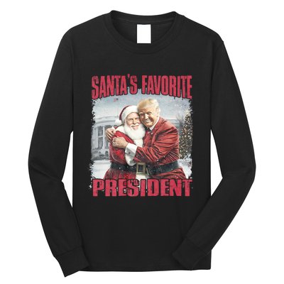 SantaS Favorite President Christmas Funny Trump Xmas Pajama Long Sleeve Shirt