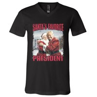 SantaS Favorite President Christmas Funny Trump Xmas Pajama V-Neck T-Shirt