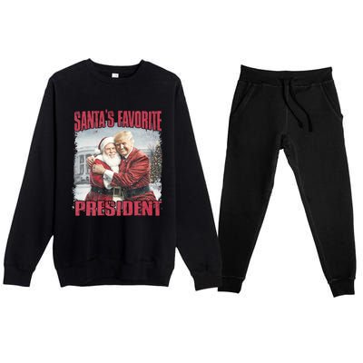 SantaS Favorite President Christmas Funny Trump Xmas Pajama Premium Crewneck Sweatsuit Set