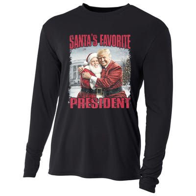 SantaS Favorite President Christmas Funny Trump Xmas Pajama Cooling Performance Long Sleeve Crew