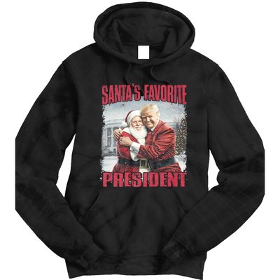 SantaS Favorite President Christmas Funny Trump Xmas Pajama Tie Dye Hoodie