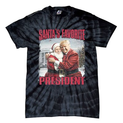 SantaS Favorite President Christmas Funny Trump Xmas Pajama Tie-Dye T-Shirt