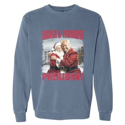 SantaS Favorite President Christmas Funny Trump Xmas Pajama Garment-Dyed Sweatshirt