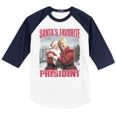 SantaS Favorite President Christmas Funny Trump Xmas Pajama Baseball Sleeve Shirt