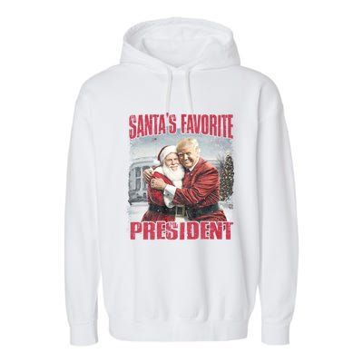 SantaS Favorite President Christmas Funny Trump Xmas Pajama Garment-Dyed Fleece Hoodie