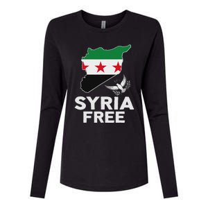 Syria Free Patriotic Syrian Map Liberation Peace Unity Home Womens Cotton Relaxed Long Sleeve T-Shirt