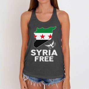 Syria Free Patriotic Syrian Map Liberation Peace Unity Home Women's Knotted Racerback Tank