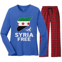 Syria Free Patriotic Syrian Map Liberation Peace Unity Home Women's Long Sleeve Flannel Pajama Set 