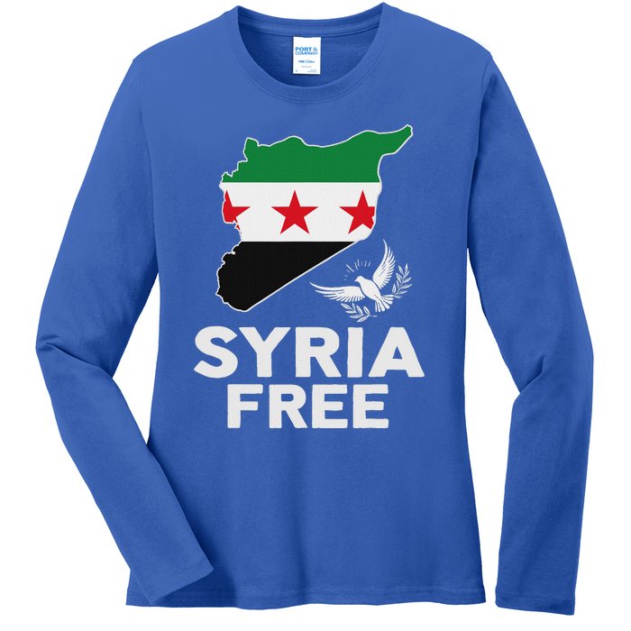 Syria Free Patriotic Syrian Map Liberation Peace Unity Home Ladies Long Sleeve Shirt