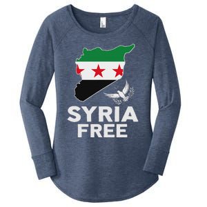 Syria Free Patriotic Syrian Map Liberation Peace Unity Home Women's Perfect Tri Tunic Long Sleeve Shirt