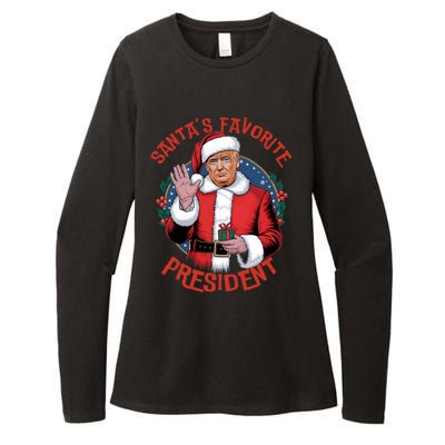 Santas Favorite President Trump Christmas Pajama Holiday Womens CVC Long Sleeve Shirt