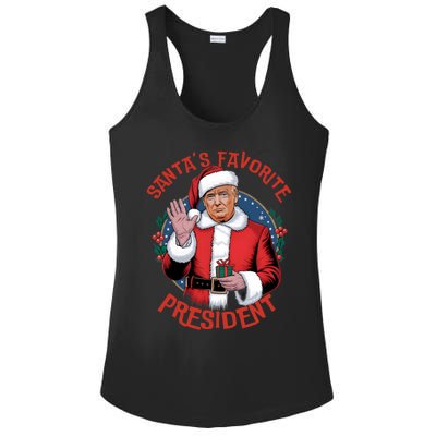 Santas Favorite President Trump Christmas Pajama Holiday Ladies PosiCharge Competitor Racerback Tank