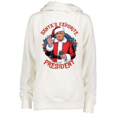 Santas Favorite President Trump Christmas Pajama Holiday Womens Funnel Neck Pullover Hood