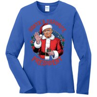 Santas Favorite President Trump Christmas Pajama Holiday Ladies Long Sleeve Shirt