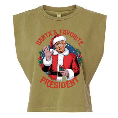 Santas Favorite President Trump Christmas Pajama Holiday Garment-Dyed Women's Muscle Tee