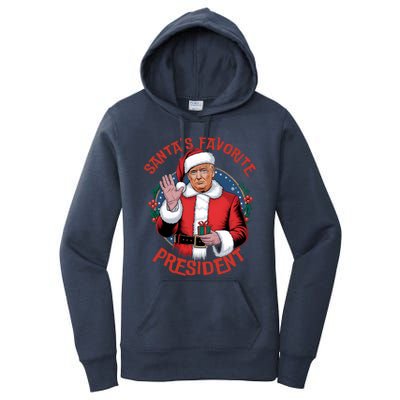 Santas Favorite President Trump Christmas Pajama Holiday Women's Pullover Hoodie