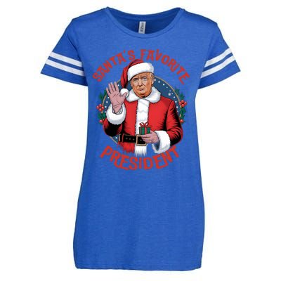 Santas Favorite President Trump Christmas Pajama Holiday Enza Ladies Jersey Football T-Shirt