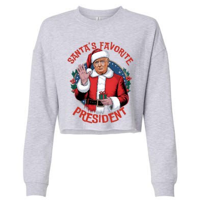 Santas Favorite President Trump Christmas Pajama Holiday Cropped Pullover Crew