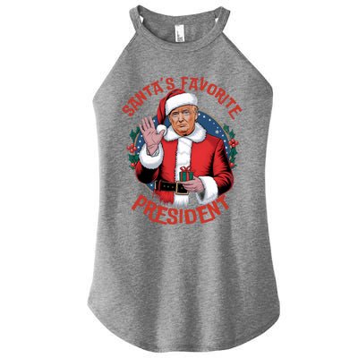 Santas Favorite President Trump Christmas Pajama Holiday Women's Perfect Tri Rocker Tank