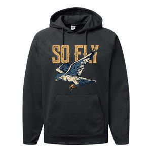 So Fly Peregrine Falcon Birding Ornithologists Performance Fleece Hoodie