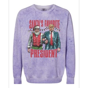 SantaS Favorite President Christmas Funny Trump Xmas Pajama Gift Colorblast Crewneck Sweatshirt