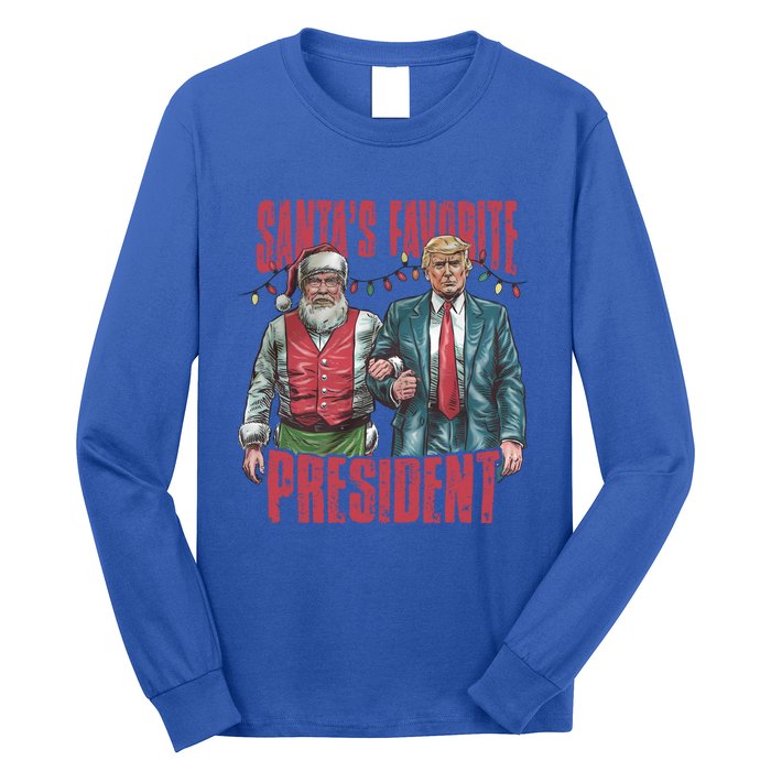 SantaS Favorite President Christmas Funny Trump Xmas Pajama Gift Long Sleeve Shirt