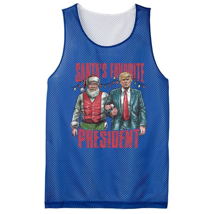 SantaS Favorite President Christmas Funny Trump Xmas Pajama Gift Mesh Reversible Basketball Jersey Tank