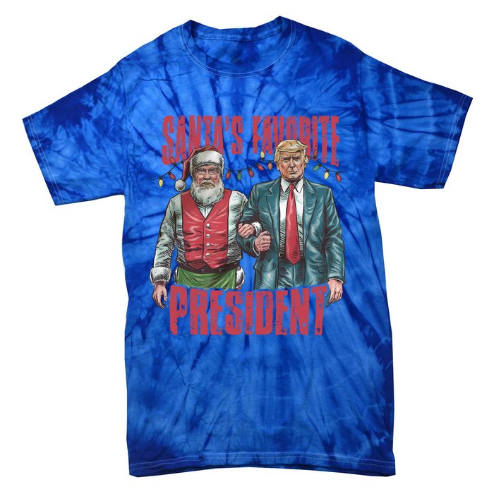 SantaS Favorite President Christmas Funny Trump Xmas Pajama Gift Tie-Dye T-Shirt